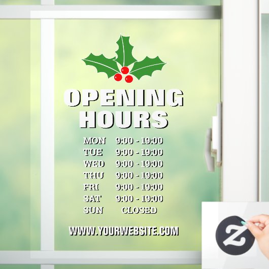 Kerstopeningstijden winkelbord raamsticker (Huis)