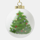 Kerstornament 2025 – Houtsnijstijl Keramische Bal Ornament (Achterkant)