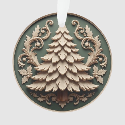 Kerstornament 2025 – Houtsnijstijl Ornament (voorkant)