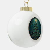 Kerstornament 2025 Nep Gebrandschilderd Glas Eff.  Keramische Bal Ornament (Links)