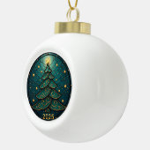 Kerstornament 2025 Nep Gebrandschilderd Glas Eff.  Keramische Bal Ornament (Rechts)