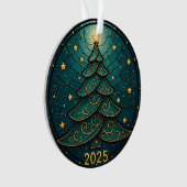 Kerstornament 2025 Nep Gebrandschilderd Glas Eff.  Ornament (voorkant)