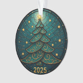 Kerstornament 2025 Nep Gebrandschilderd Glas Eff.  Ornament (voorkant)
