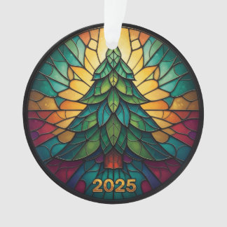 Kerstornament 2025 Nep Gebrandschilderd Glas Eff.  Ornament