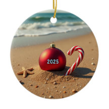 Kerstornament aan het strand vakantie cadeau idee