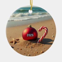 Kerstornament aan het strand vakantie cadeau idee  keramisch ornament