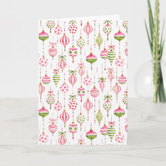 Kerstornament Aquarel Roze en Groen Kaart
