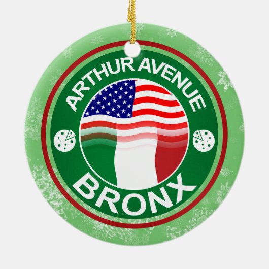 Kerstornament Arthur Avenue Bronx Italiaans Keramisch Ornament (Achterkant)