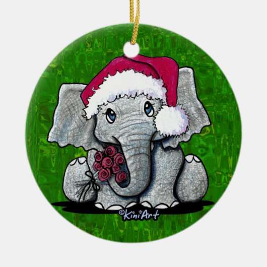 Kerstornament Baby Olifant Keramisch Ornament (Voorkant)