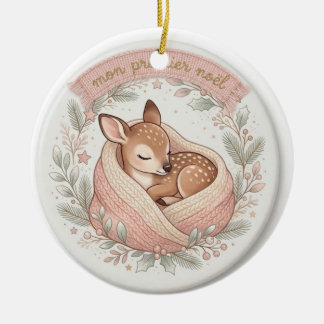 Kerstornament Baby Ree: "Mijn Eerste Kerstmis" Keramisch Ornament