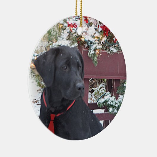 Kerstornament~ Black Labrador puppy Keramisch Ornament (Rechts)