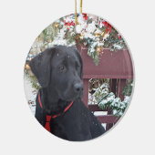 Kerstornament~ Black Labrador puppy Keramisch Ornament (Links)