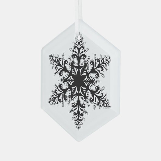 kerstornament-Black Snowflake Ornament (Voorkant links)