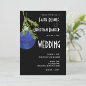 Kerstornament Blauw, Modern Huwelijk Aankondiging (Staand voorkant)