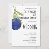 Kerstornament Blauw, Modern Huwelijk Aankondiging (Voorkant)