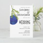 Kerstornament Blauw, Modern Huwelijk Aankondiging (Staand voorkant)