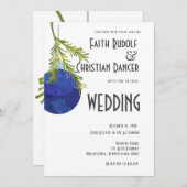 Kerstornament Blauw, Modern Huwelijk Aankondiging (Voorkant / Achterkant)