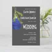 Kerstornament Blauw, Modern Huwelijk Aankondiging (Staand voorkant)