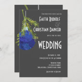 Kerstornament Blauw, Modern Huwelijk Aankondiging (Voorkant / Achterkant)