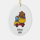 Kerstornament dinosaurus-dumptruck T-Rex Keramisch Ornament (Rechts)