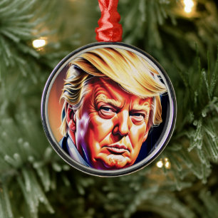 KERSTORNAMENT DONALD TRUMP KUNST METALEN ORNAMENT