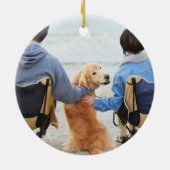 Kerstornament - Eerste kerst met onze hond Keramisch Ornament (Achterkant)