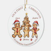 Kerstornament - Eerste kerst met onze kat Keramisch Ornament (Links)