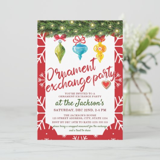 Kerstornament Exchange Party Kaart (Staand voorkant)