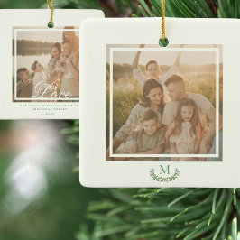 Kerstornament familiefoto monogram keramisch ornament