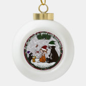 Kerstornament Fig & Friends Keramische Bal Ornament (Voorkant)