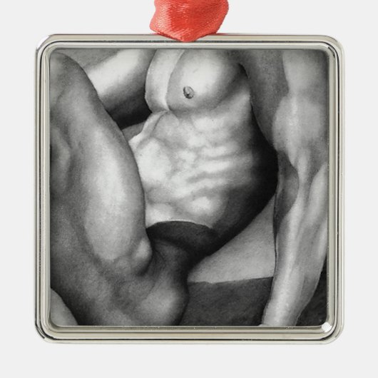 kerstornament Fine Art Nude-male Tekening Metalen Ornament (Voorkant)