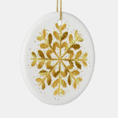 Kerstornament Gouden Sneeuwvlok Keramisch Ornament (Rechts)