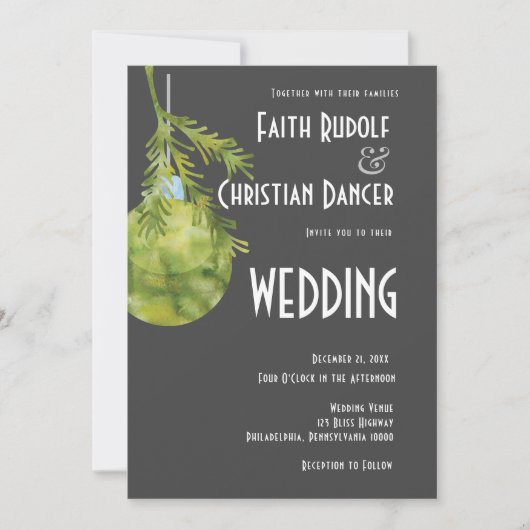 Kerstornament Green, modern huwelijk Aankondiging (Voorkant)