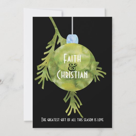 Kerstornament Groen, Modern  Bruiloft Aankondiging (Achterkant)