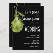 Kerstornament Groen, Modern  Bruiloft Aankondiging (Voorkant / Achterkant)