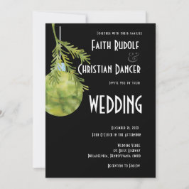 Kerstornament Groen, Modern  Bruiloft Aankondiging