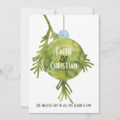 Kerstornament Groen, Modern Bruiloft Aankondiging (Achterkant)