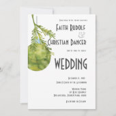 Kerstornament Groen, Modern Huwelijk Aankondiging (Voorkant)