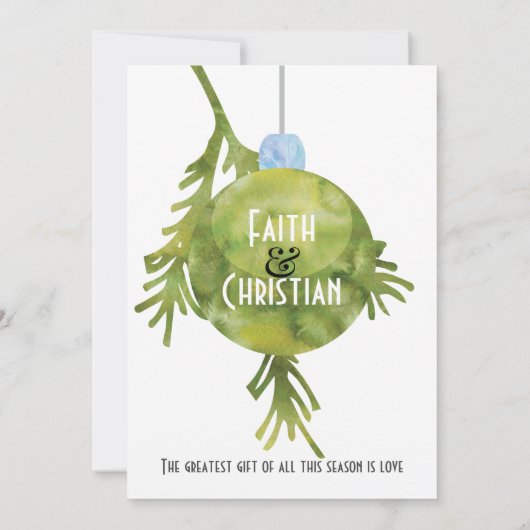 Kerstornament Groen, Modern Huwelijk Aankondiging (Achterkant)