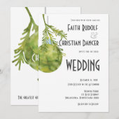 Kerstornament Groen, Modern Huwelijk Aankondiging (Voorkant / Achterkant)