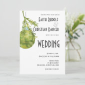 Kerstornament Groen, Moderne Huwelijk Aankondiging (Staand voorkant)