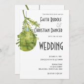 Kerstornament Groen, Moderne Huwelijk Aankondiging (Voorkant / Achterkant)