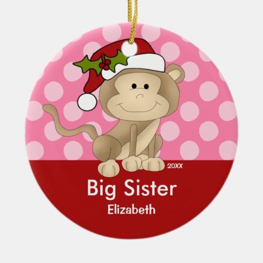 Kerstornament grote zus Santa Aap Keramisch Ornament (Voorkant)