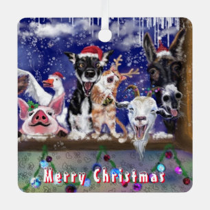 kerstornament Happy Boerderij Animal Party Fun Metalen Ornament