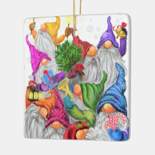 Kerstornament Happy Gnomes Party - Fun Keramisch Ornament