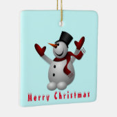 Kerstornament Happy Snowman Keramisch Ornament (Rechts)