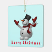 Kerstornament Happy Snowman Keramisch Ornament (Links)