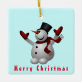 Kerstornament Happy Snowman Keramisch Ornament (Voorkant)