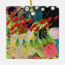 Kerstornament in Bloemen in het Nachtontwerp Keramisch Ornament