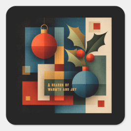 Kerstornament in Mid-Century Modern-stijl Vierkante Sticker